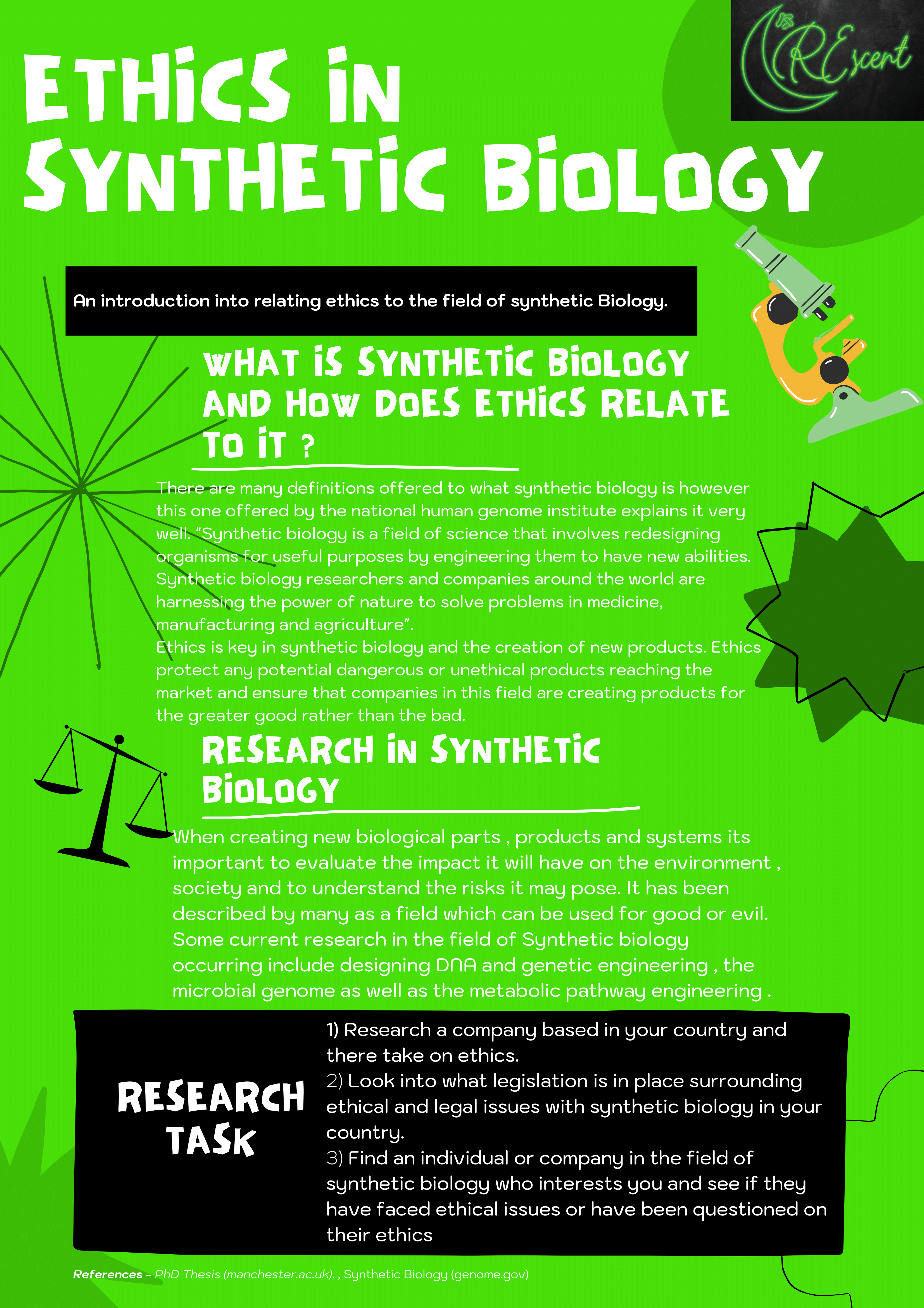 A poster about ethics in synthetic biology
